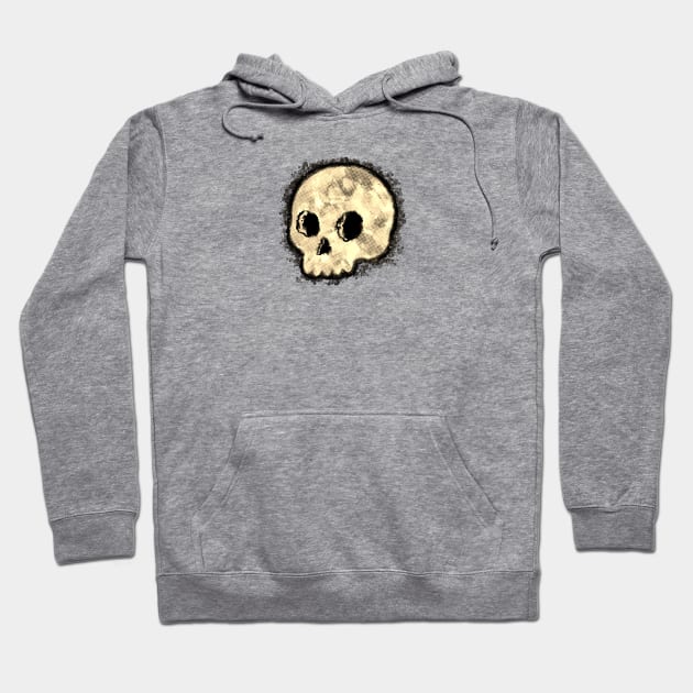 Sepia Dotted Halftone Cute Cartoon Skull Watercolor With Paint Splash Hoodie by Braznyc
